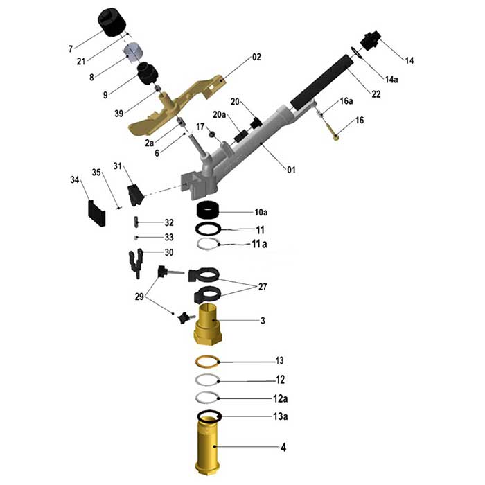 آبپاش SR30 تنظیمی دو نازله 1 اینچ 19 الی 27 متری ویسپار